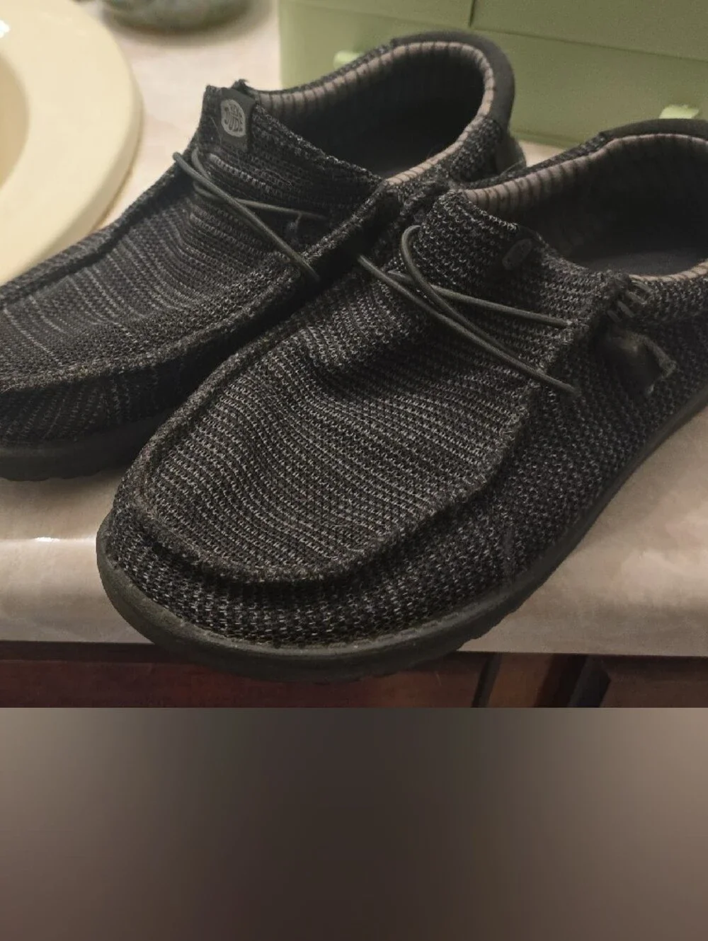 Hey Dude Black Knit Slip-On Loafers - Casual Men's Shoes